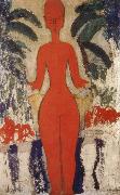 Amedeo Modigliani Standing nud with Garden Background oil